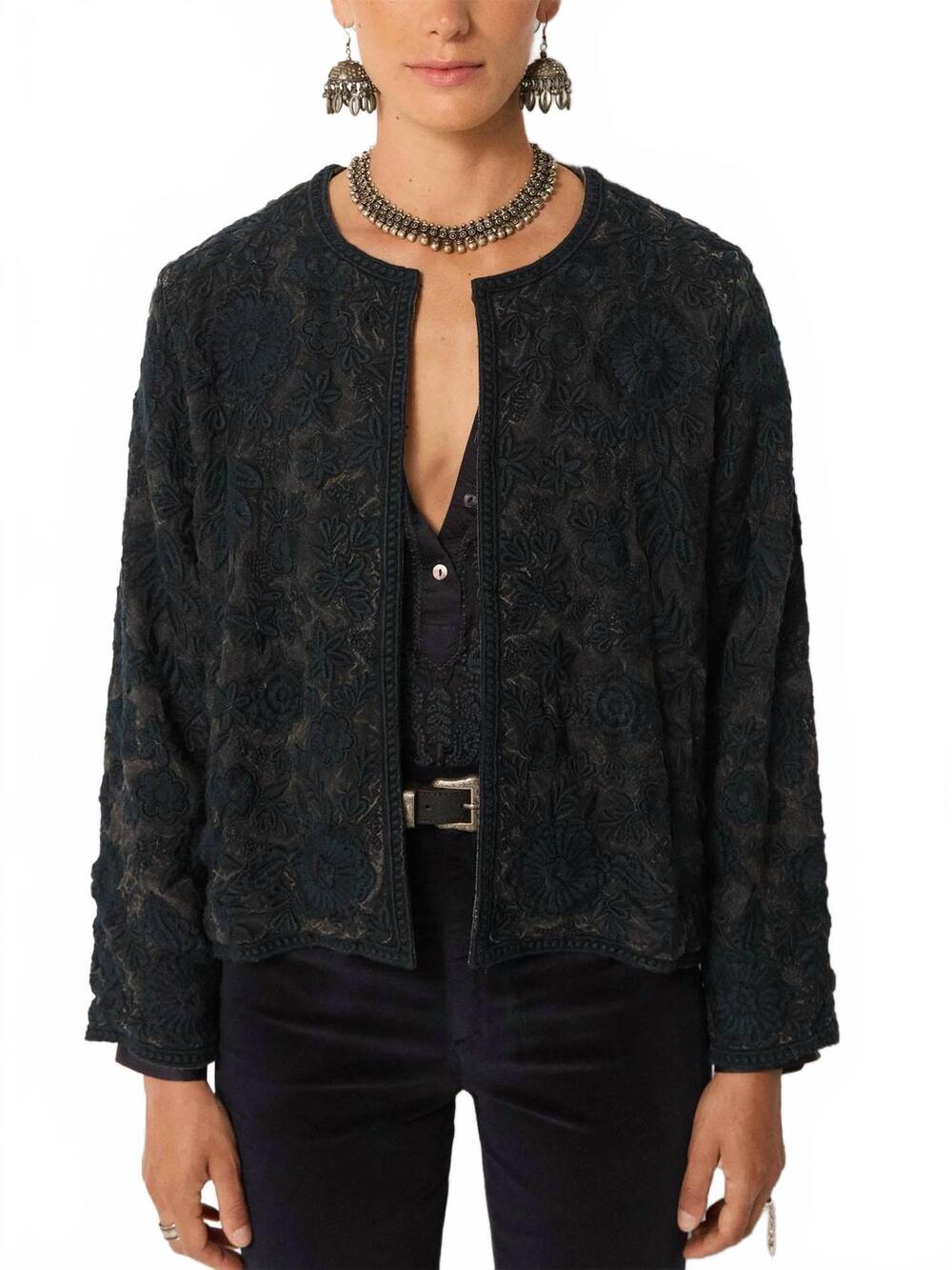 NEW MAISON HOTEL balani embroidered jacket in dark blue